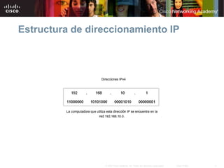 4
© 2007 Cisco Systems, Inc. Todos los derechos reservados. Cisco Public
Estructura de direccionamiento IP
 