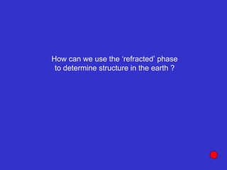 How can we use the ‘refracted’ phase
to determine structure in the earth ?
 