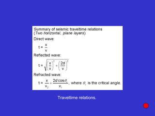 Traveltime relations.
 