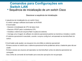 Comandos para Configurações em
Switch LAN

 Sequência de inicialização de um switch Cisco

ITE 1 Chapter 6

© 2006 Cisco Systems, Inc. All rights reserved.

Cisco Public

13

 