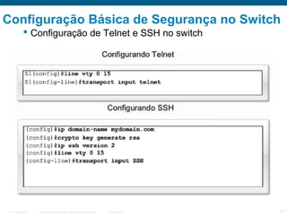 Configuração Básica de Segurança no Switch
 Configuração de Telnet e SSH no switch

ITE 1 Chapter 6

© 2006 Cisco Systems, Inc. All rights reserved.

Cisco Public

27

 