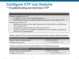 Configure VTP nos Switche
 Troubleshooting em domínios VTP

ITE 1 Chapter 6

© 2006 Cisco Systems, Inc. All rights reserved.

Cisco Public

14

 