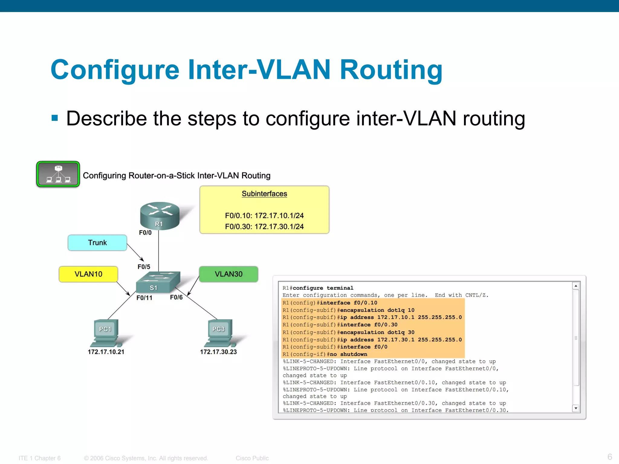 Configure Inter-VLAN Routing Describe the steps to configure inter-VLAN routing  
