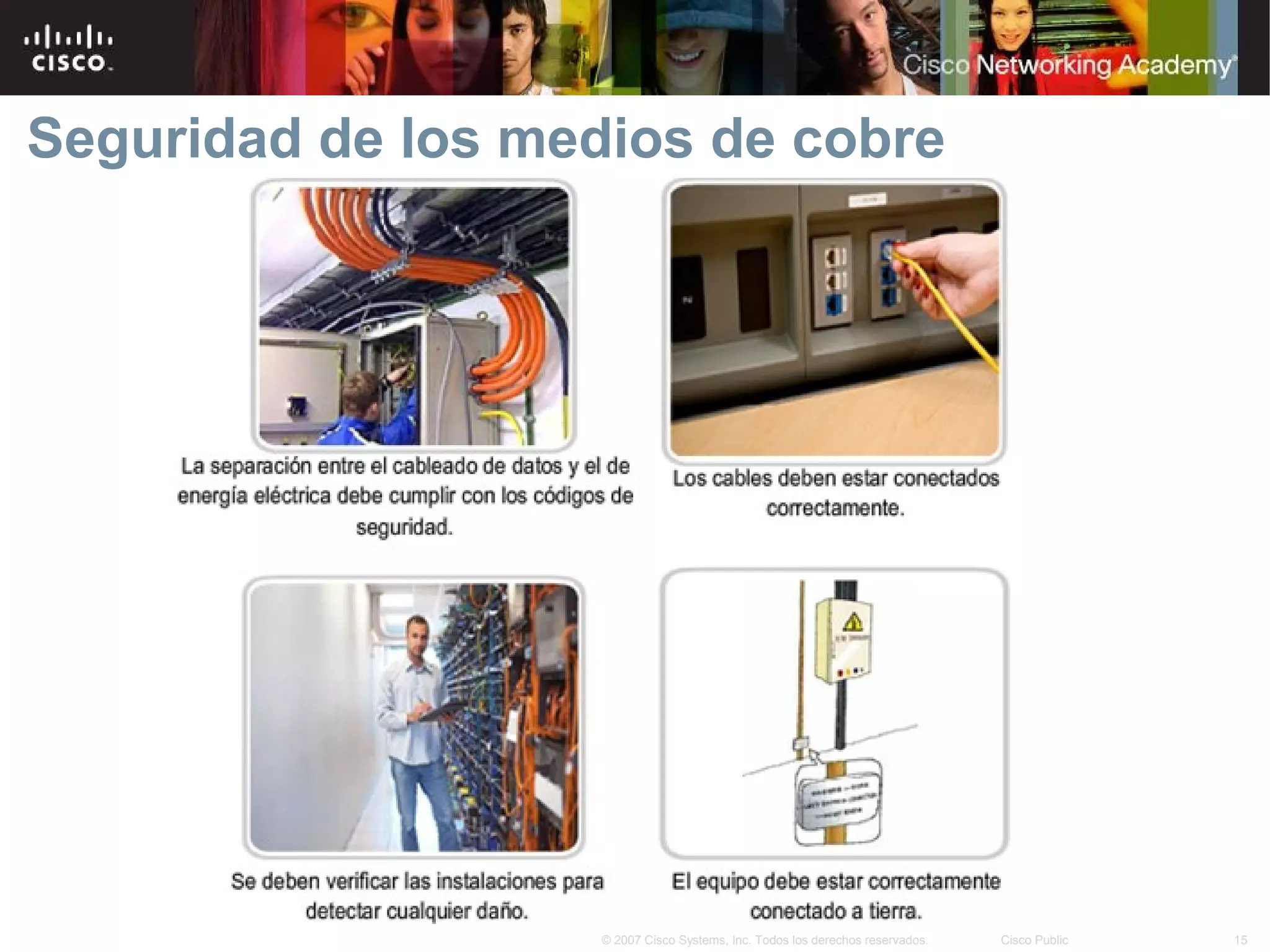 Seguridad de los medios de cobre




                    © 2007 Cisco Systems, Inc. Todos los derechos reservados.   Cisco Public   15
 