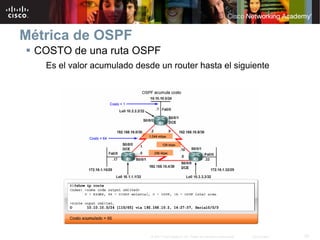 Métrica de OSPF
 COSTO de una ruta OSPF
   Es el valor acumulado desde un router hasta el siguiente




                             © 2007 Cisco Systems, Inc. Todos los derechos reservados.   Cisco Public   25
 