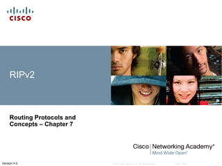 RIPv2 Routing Protocols and Concepts – Chapter 7 