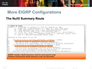 ITE PC v4.0
Chapter 1 51© 2007 Cisco Systems, Inc. All rights reserved. Cisco Public
More EIGRP Configurations
The Null0 Summary Route
 