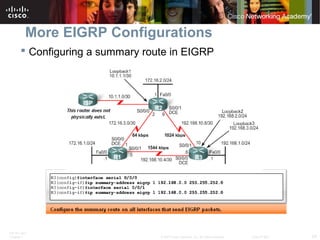 ITE PC v4.0
Chapter 1 54© 2007 Cisco Systems, Inc. All rights reserved. Cisco Public
More EIGRP Configurations
 Configuring a summary route in EIGRP
 