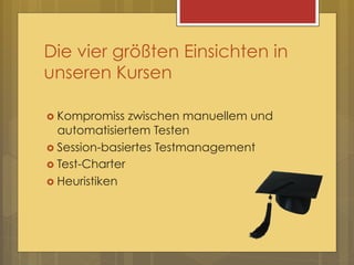 The Testing Landscape
http://www.shino.de/2012/11/07/a-testing-landscape/

Individual
Accountability

High

Hyperproductive
Teams

Regulated
Environments

Crowdsourced
Testing
Traditional
Test Cases

Low
Low

Formality

High

 