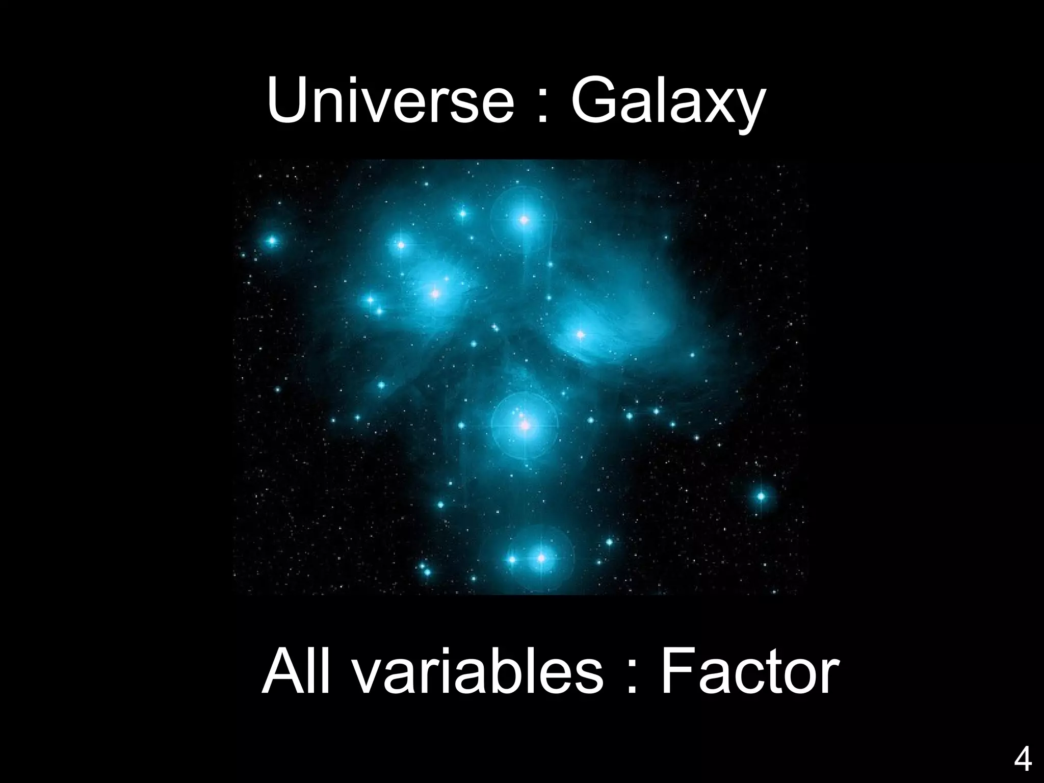 4
Universe : Galaxy
All variables : Factor
 