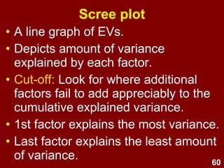 60
Communalities - 2
> .5 for all variables
 