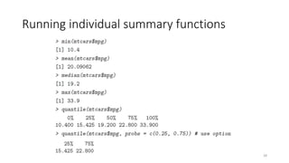 Running individual summary functions
28
 