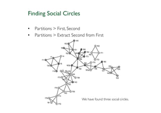 Finding Social Circles

•   Partitions > First, Second
•   Partitions > Extract Second from First




                              We have found three social circles.
 