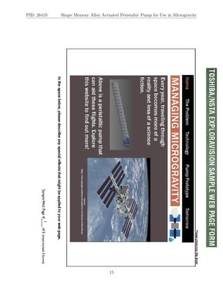 Shape Memory Alloy Actuated Peristaltic Pump for Use in Microgravity | PDF