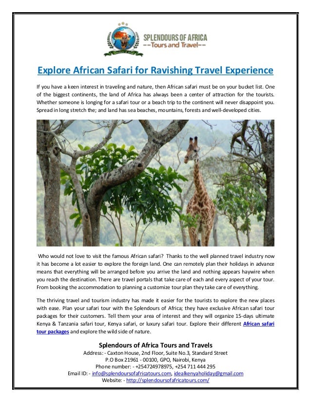 Explore African Safari For Ravishing Travel Experience
