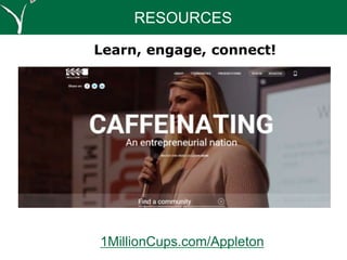 1MillionCups.com/Appleton
Learn, engage, connect!
RESOURCES
 