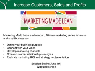 Pro-Seed™ Business Model Design
2-Day Workshop
1st - Craft and design a business model that works for your
business
2nd - Create a business plan to support the business model
 