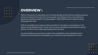 Explore Best Possibilities Of App Development In Python | PPT