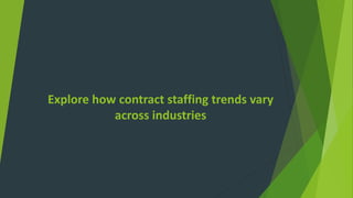 Explore how contract staffing trends vary
across industries
 