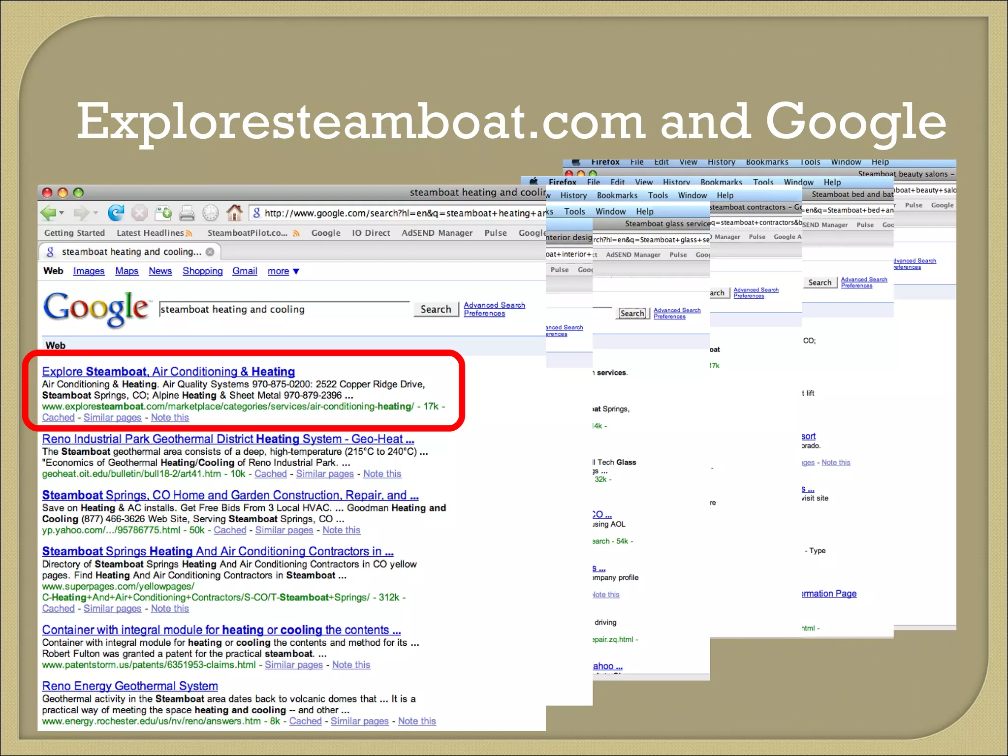 Exploresteamboat.com and Google 