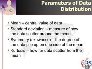 Data Cleaning

4 Identify the extreme/wrong values
4 Check with original data source – i.e.
  questionnaire
4 If incorrect, do the necessary correction.
4 Correction must be done before
  transformation, recoding and analysis.


                                 ©drtamil@gmail.com 2012
 