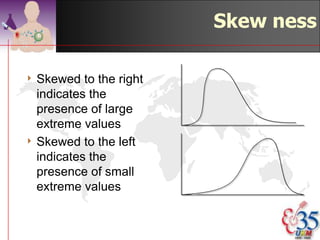 Kolmogorov- Smirnov

4 In the 1930’s, Andrei Nikolaevich
  Kolmogorov (1903-1987) and N.V.
  Smirnov (his student) came out with the
  approach for comparison of distributions
  that did not make use of parameters.
4 This is known as the Kolmogorov-
  Smirnov test.


                                ©drtamil@gmail.com 2012
 