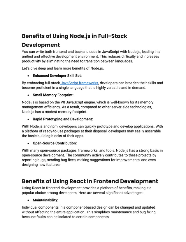 Explore the Benefits of Node.js and React Together in Full-Stack Web ...