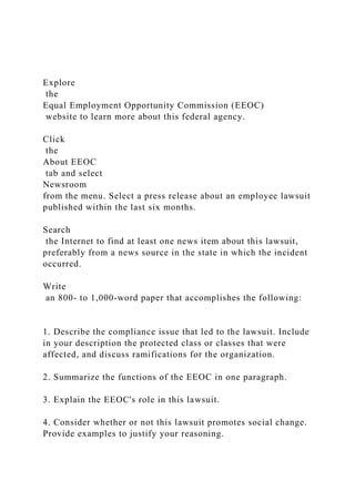 Explore the Equal Employment Opportunity Commission (EEOC).docx