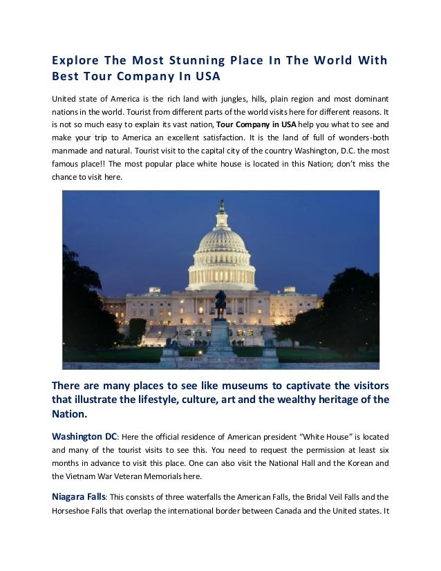 Explore the most stunning place in the world with best tour company in usa