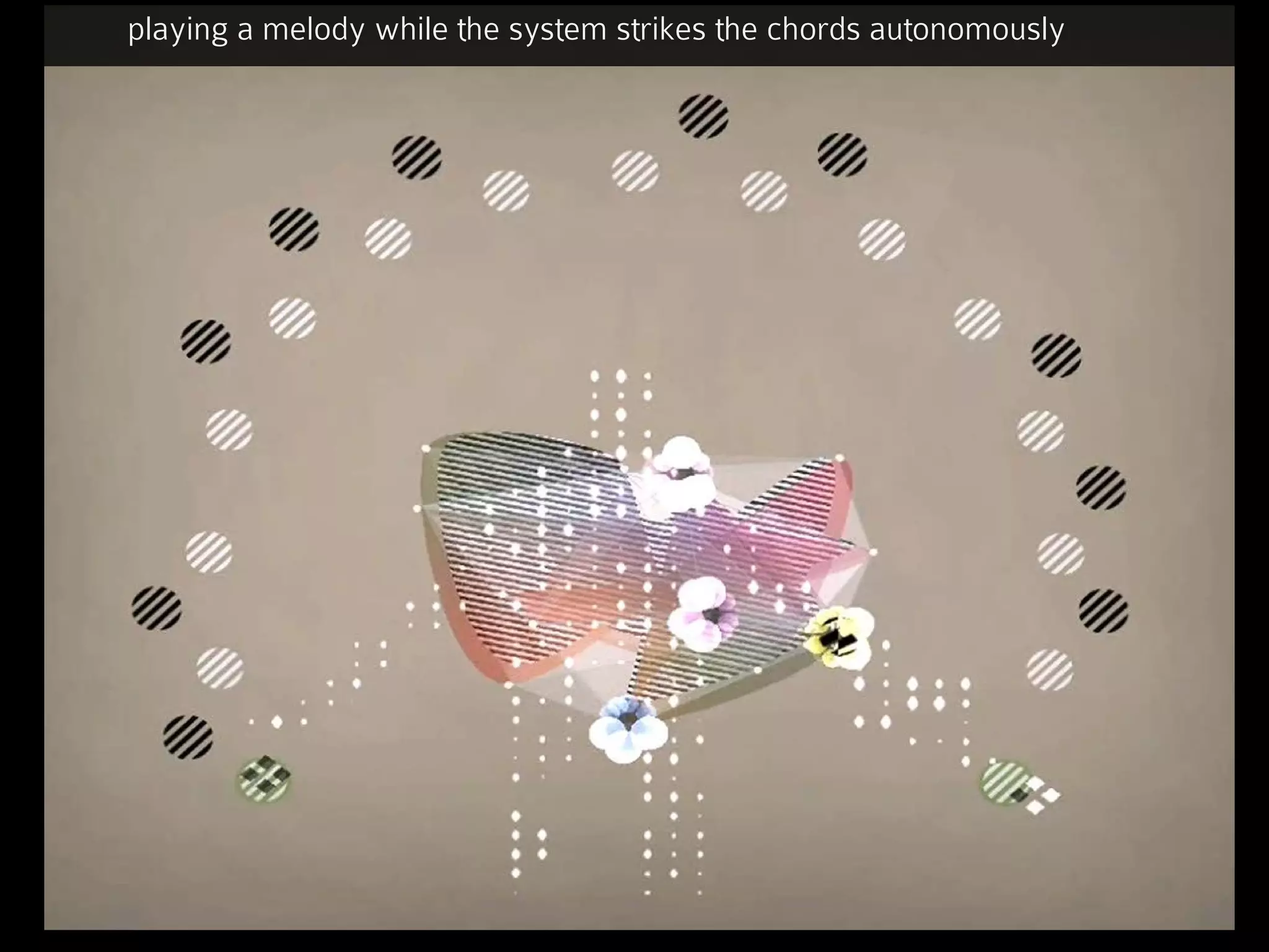 playing a melody while the system strikes the chords autonomously
 