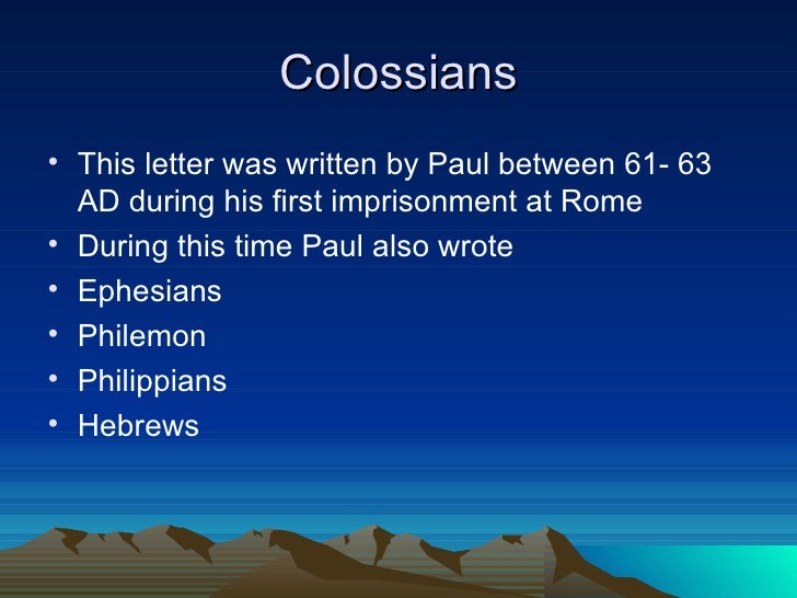 Exploring Pauls Letter To The Colossians Chapters 1 2