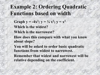 Exploring Quadratic Functions