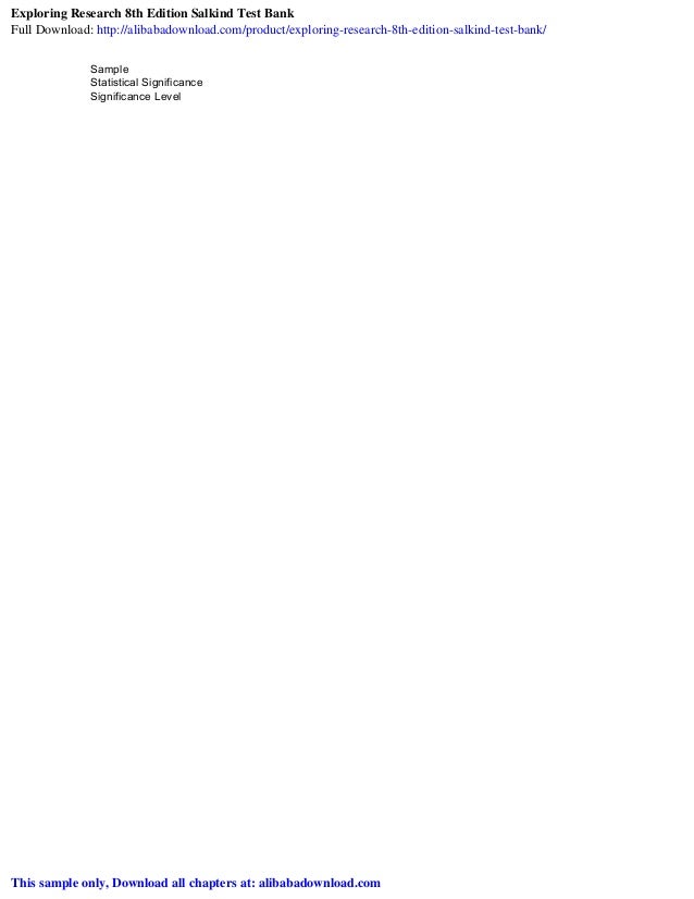 Exploring Research 8th Edition Salkind Test Bank