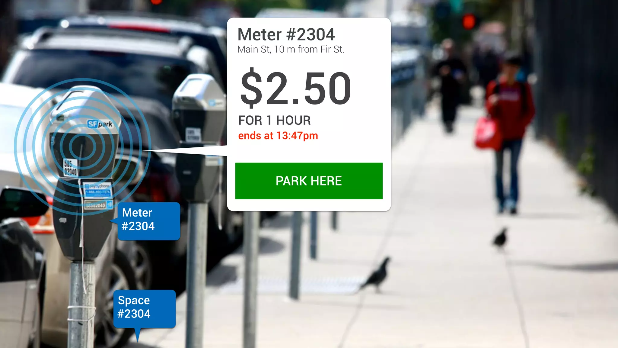 Unnecessarily wide or
greatly overlapping ranges
can result in premature
discovery, introduce
ambiguity and increase
cognitive load.Is there actual value in
being able to “see” this
parking meter’s URL from
100m away? Are you
merely creating noise?
 