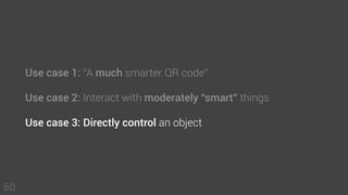 1
cloud
service API
The bridge in your
home receives the
command via wi-ﬁ.
2
3
It transmits the
command (P2P) to
nearby bulbs
For example…
Issue a command:
”Lamp on!”
 