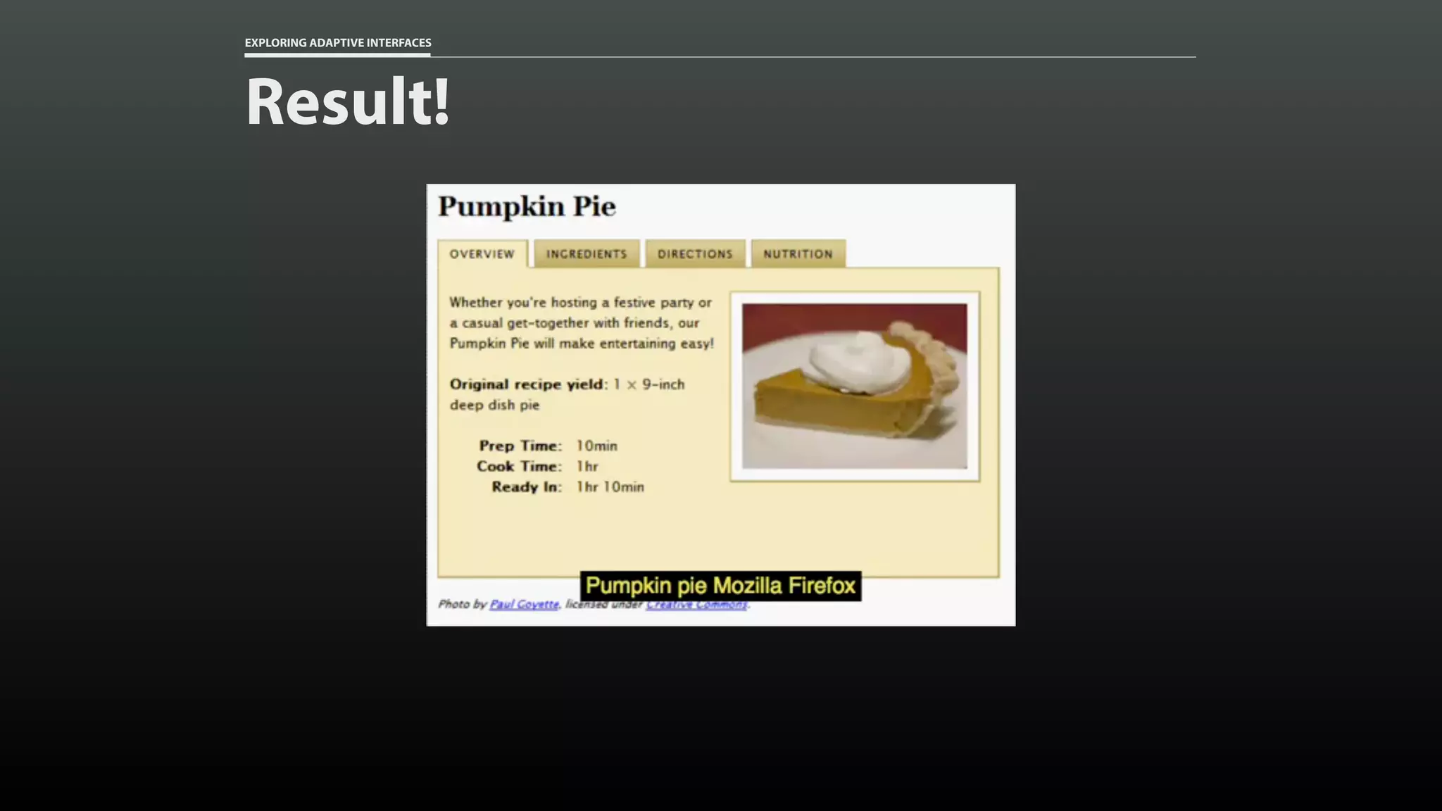 EXPLORING ADAPTIVE INTERFACES Result! 