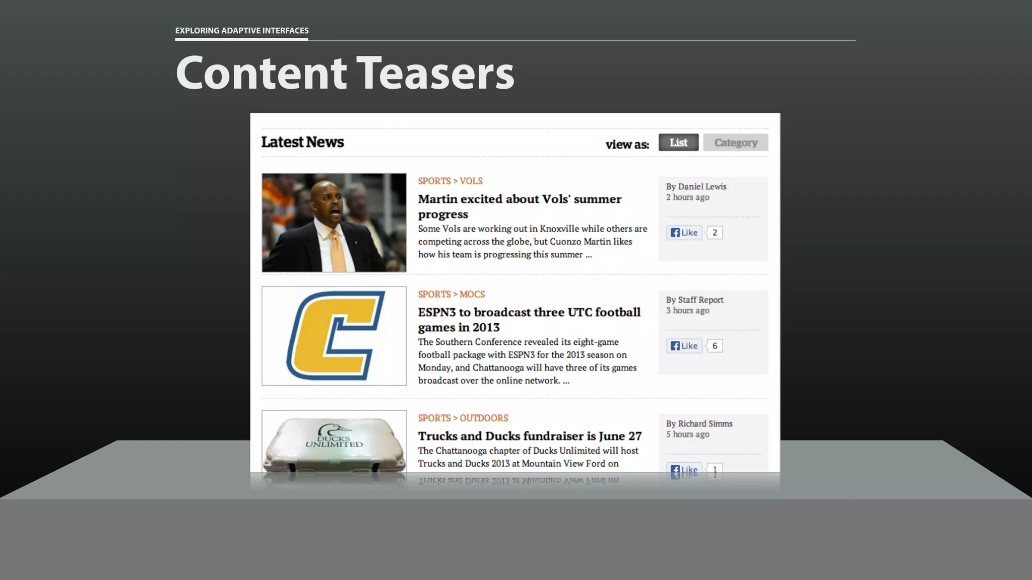 EXPLORING ADAPTIVE INTERFACES Content Teasers 