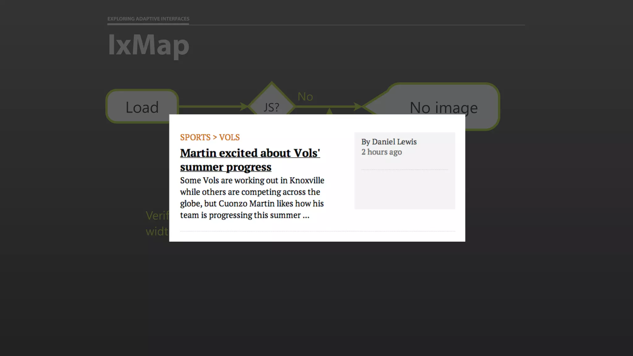 EXPLORING ADAPTIVE INTERFACES IxMap JS? No No imageLoad NoYes Verify browser width condition 
