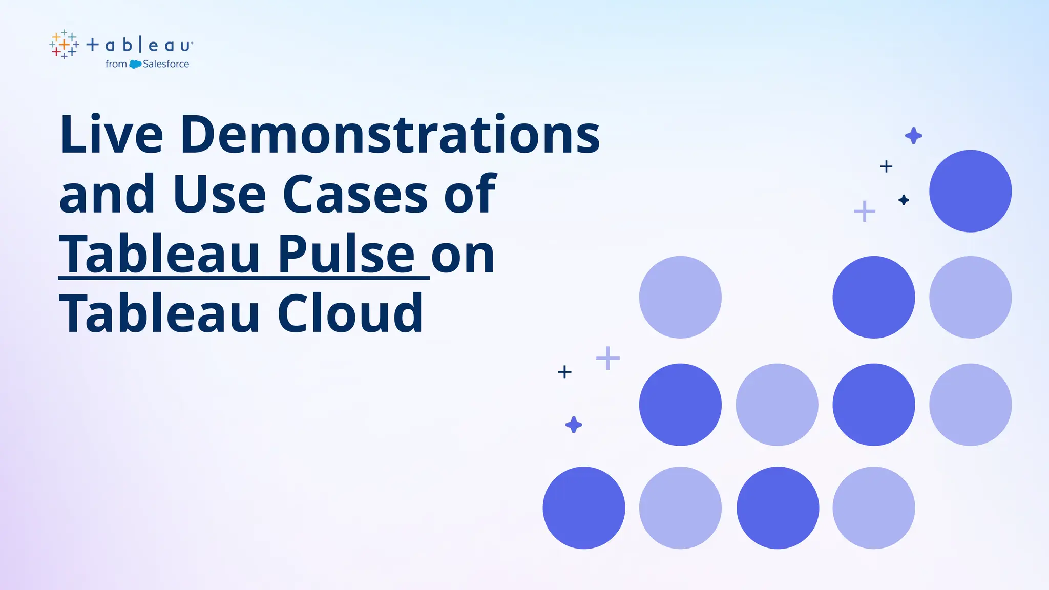 Live Demonstrations
and Use Cases of
Tableau Pulse on
Tableau Cloud
 