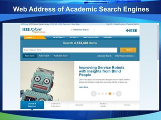 Web Address of Academic Search Engines
 