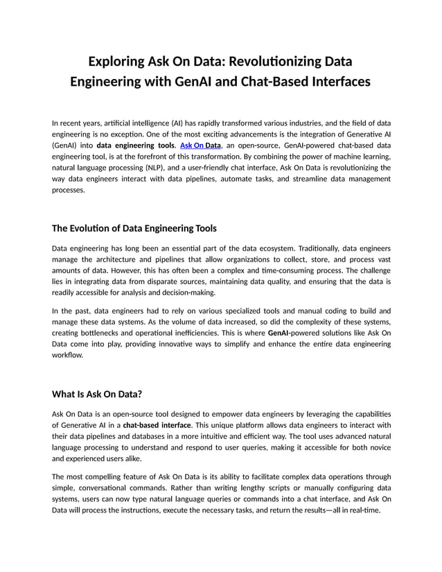 Exploring Ask On Data Revolutionizing Data Engineering with GenAI and ...