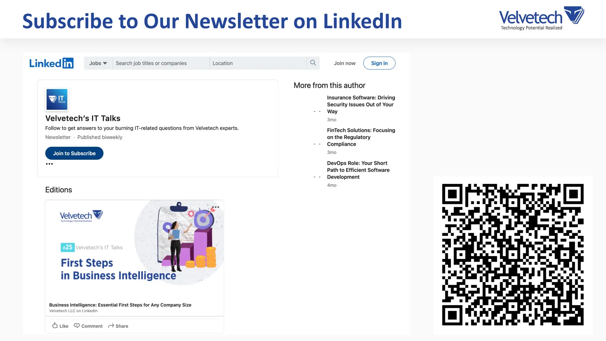 Subscribe to Our Newsletter on LinkedIn
 