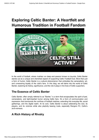 Exploring Celtic Banter-A Heartfelt and Humorous Tradition in Football Fandom