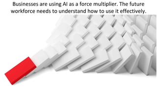 Businesses are using AI as a force multiplier. The future
workforce needs to understand how to use it effectively.
 
