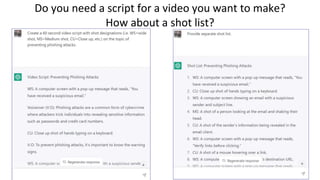 Do you need a script for a video you want to make?
How about a shot list?
 
