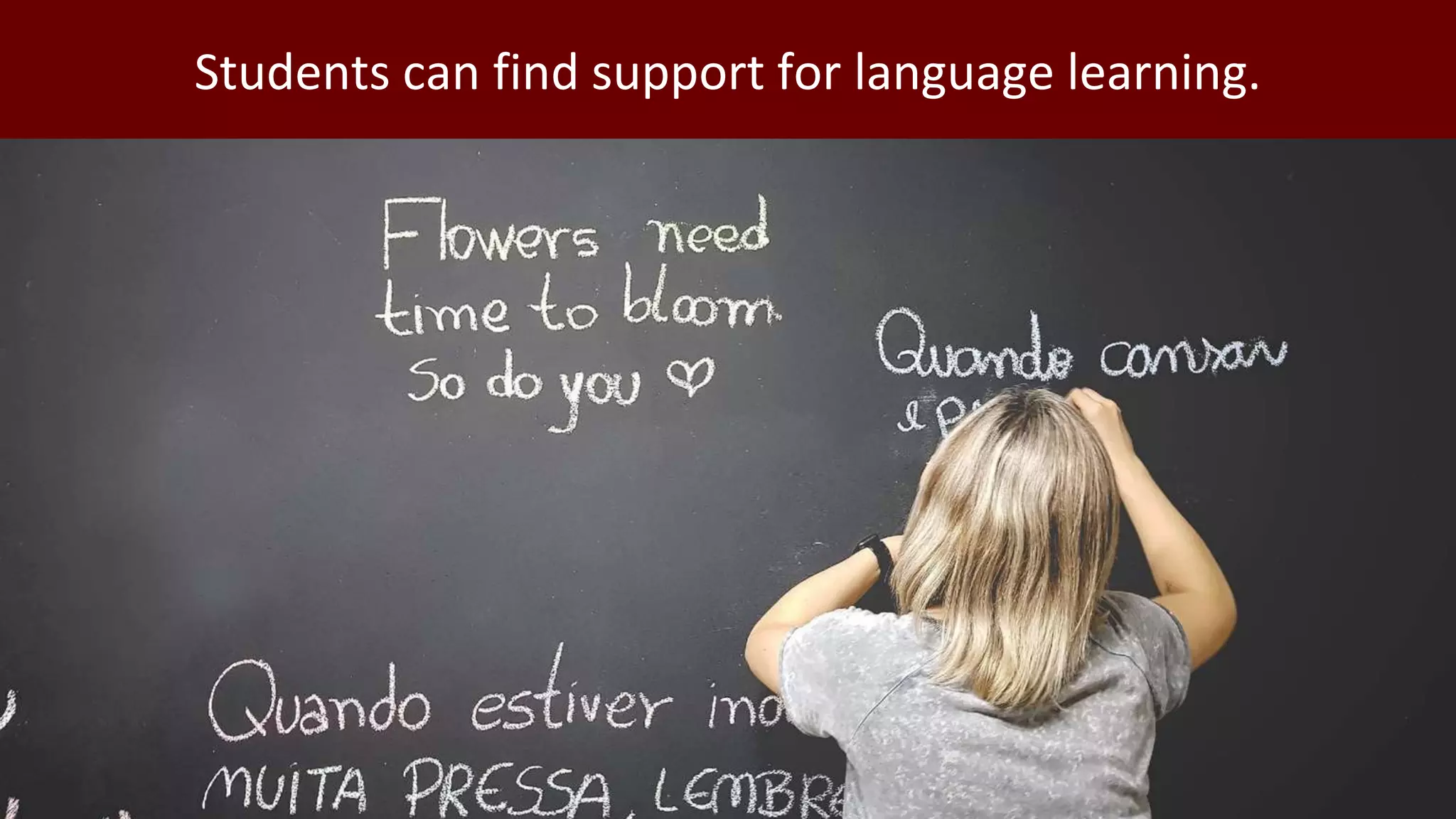 Students can find support for language learning.
 