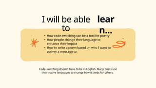 Exploring Code-switching in Poetry Education Presentation in Yellow ...