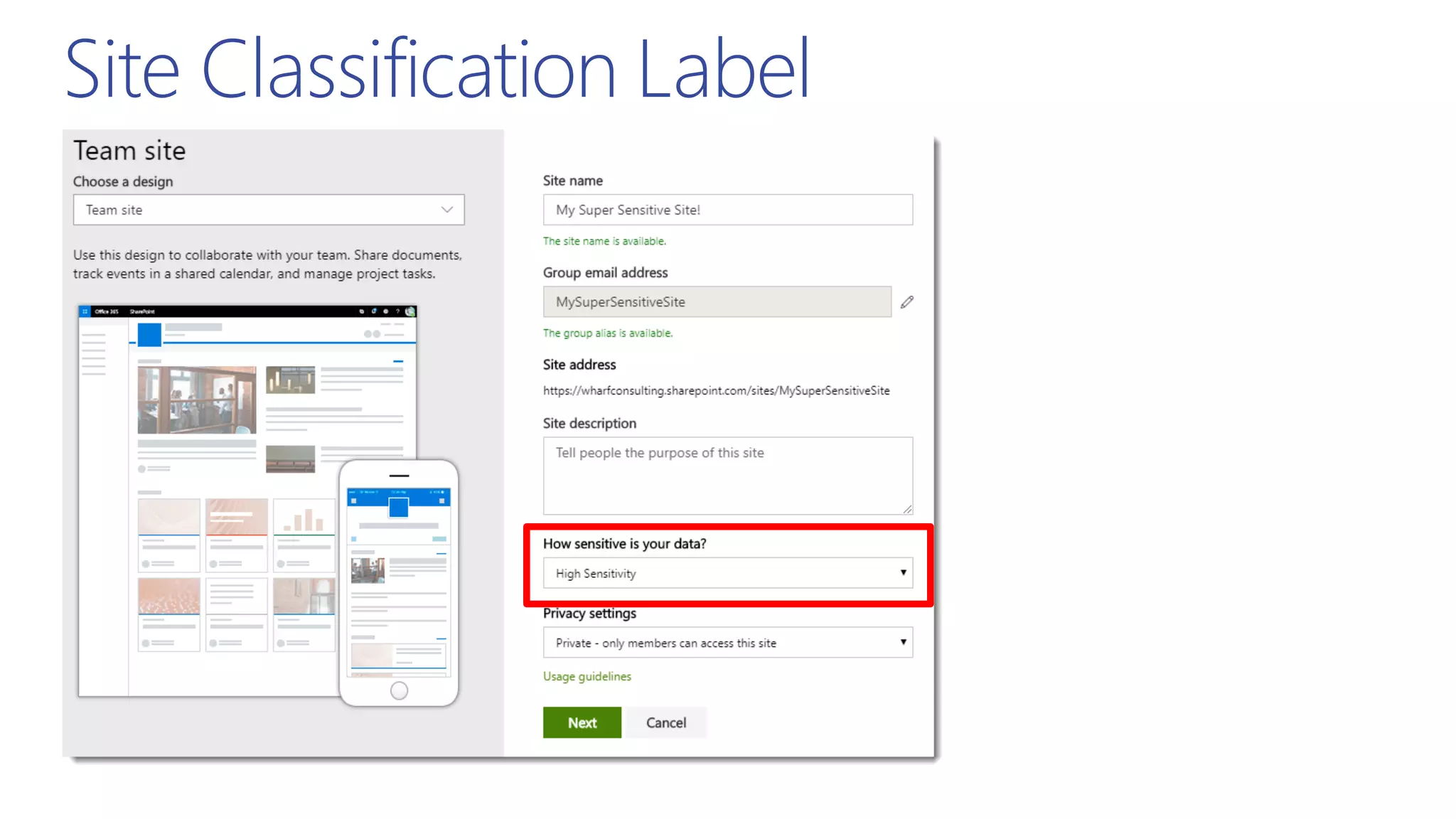 Site Classification Label
 