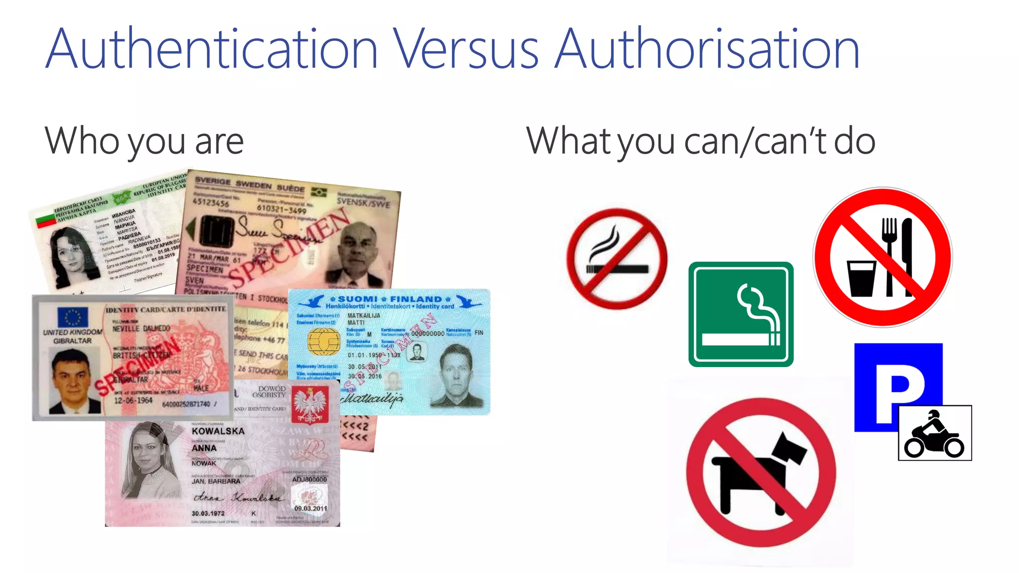 Authentication Versus Authorisation
 