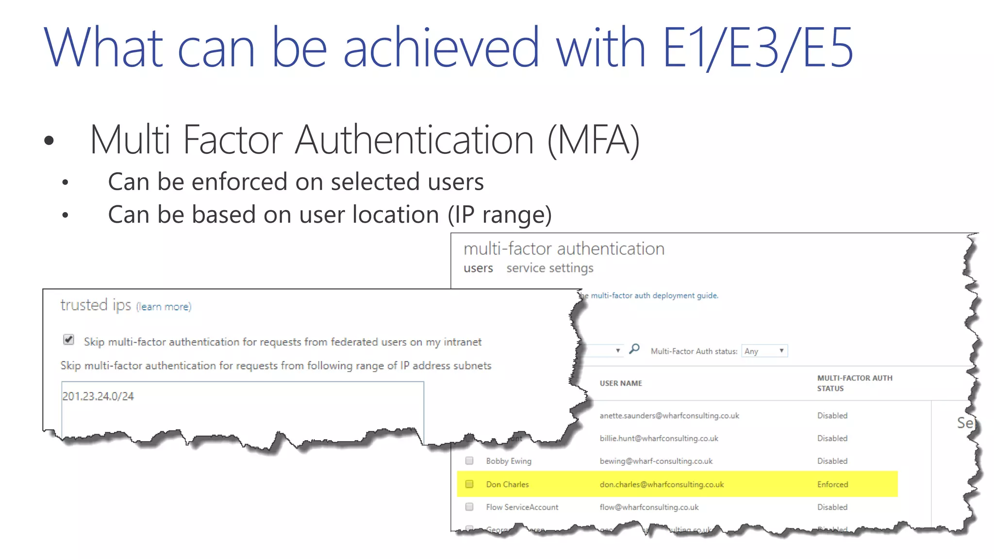 What can be achieved with E1/E3/E5
 